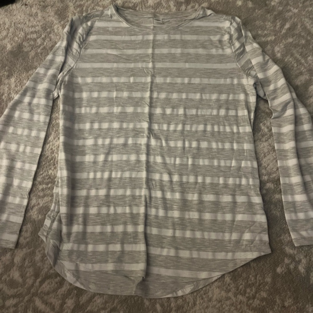 Striped Gray Long Sleeve Top